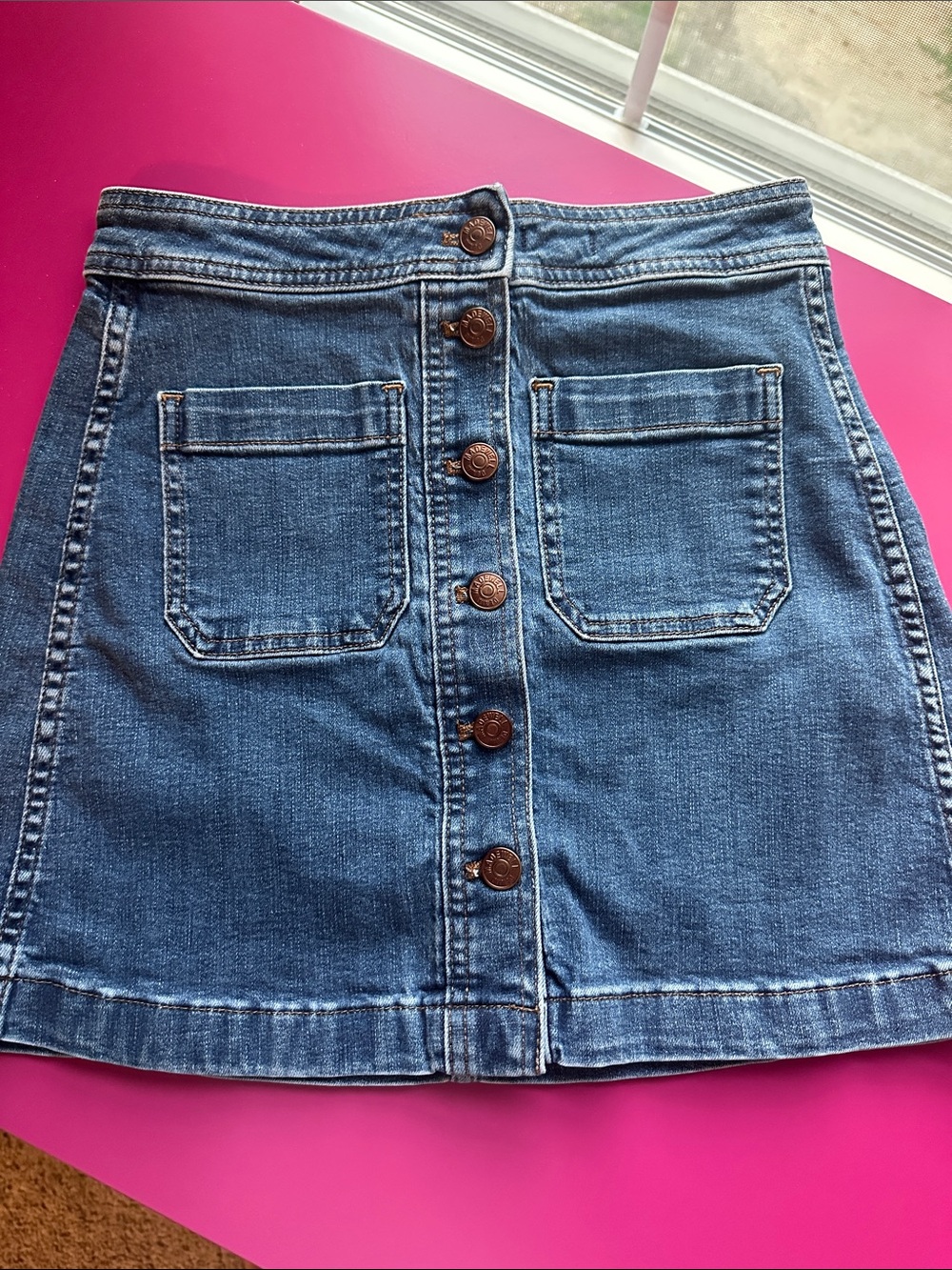 Madewell Blue Button-Front Denim Mini Skirt